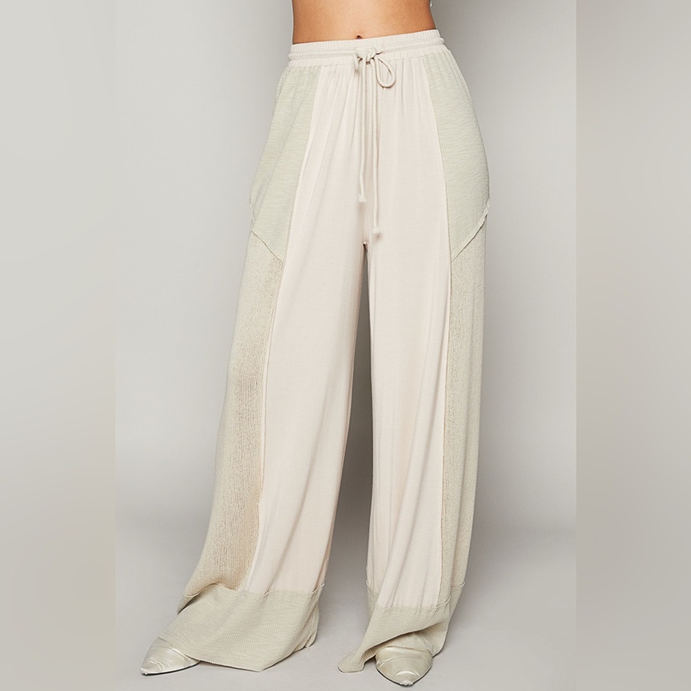 POL Drawstring Wide Leg Pants
 Cream Wide-Leg Pants